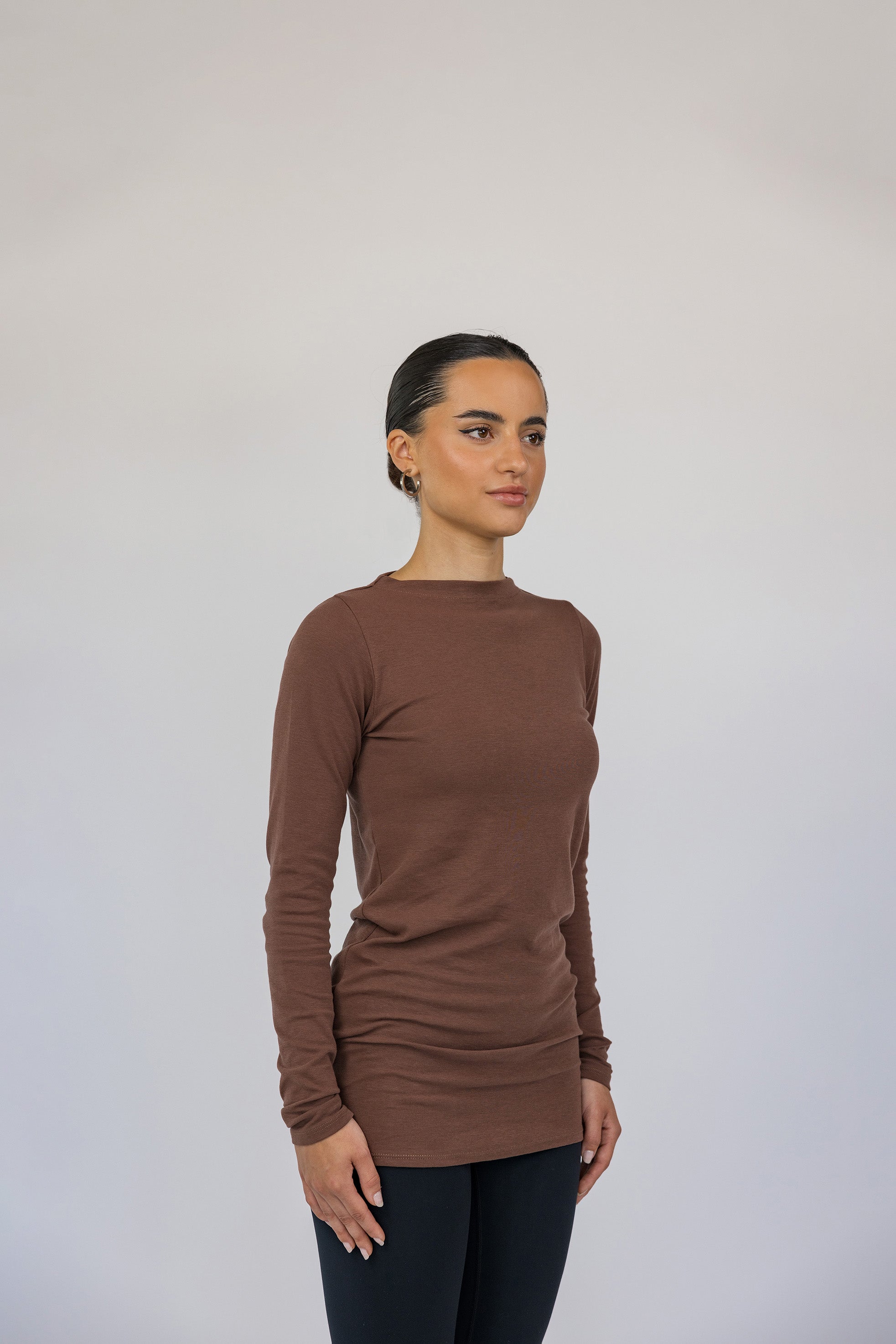 Mock Neck Top Chestnut - Image 2