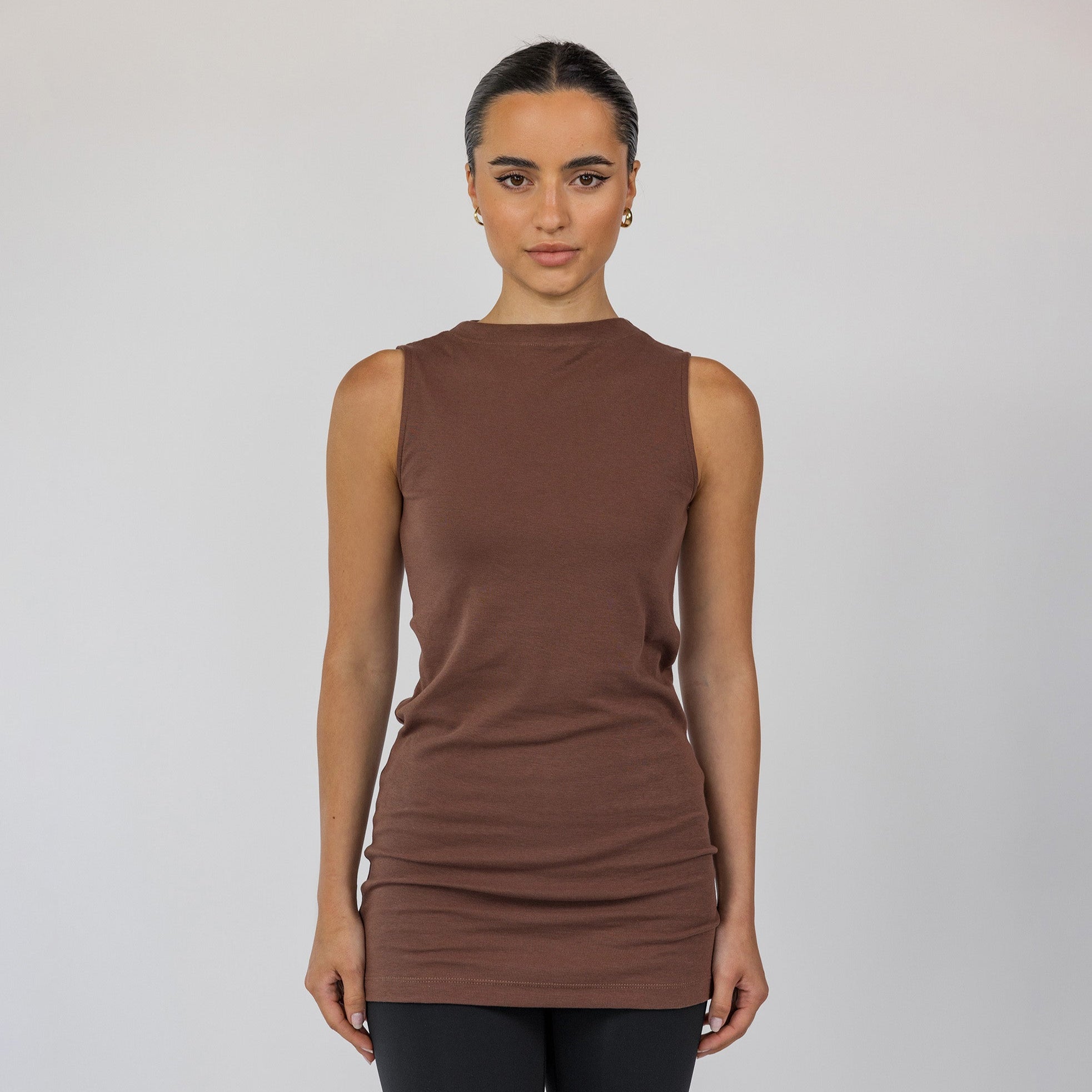 Mock Neck Tank Chestnut - Image 1