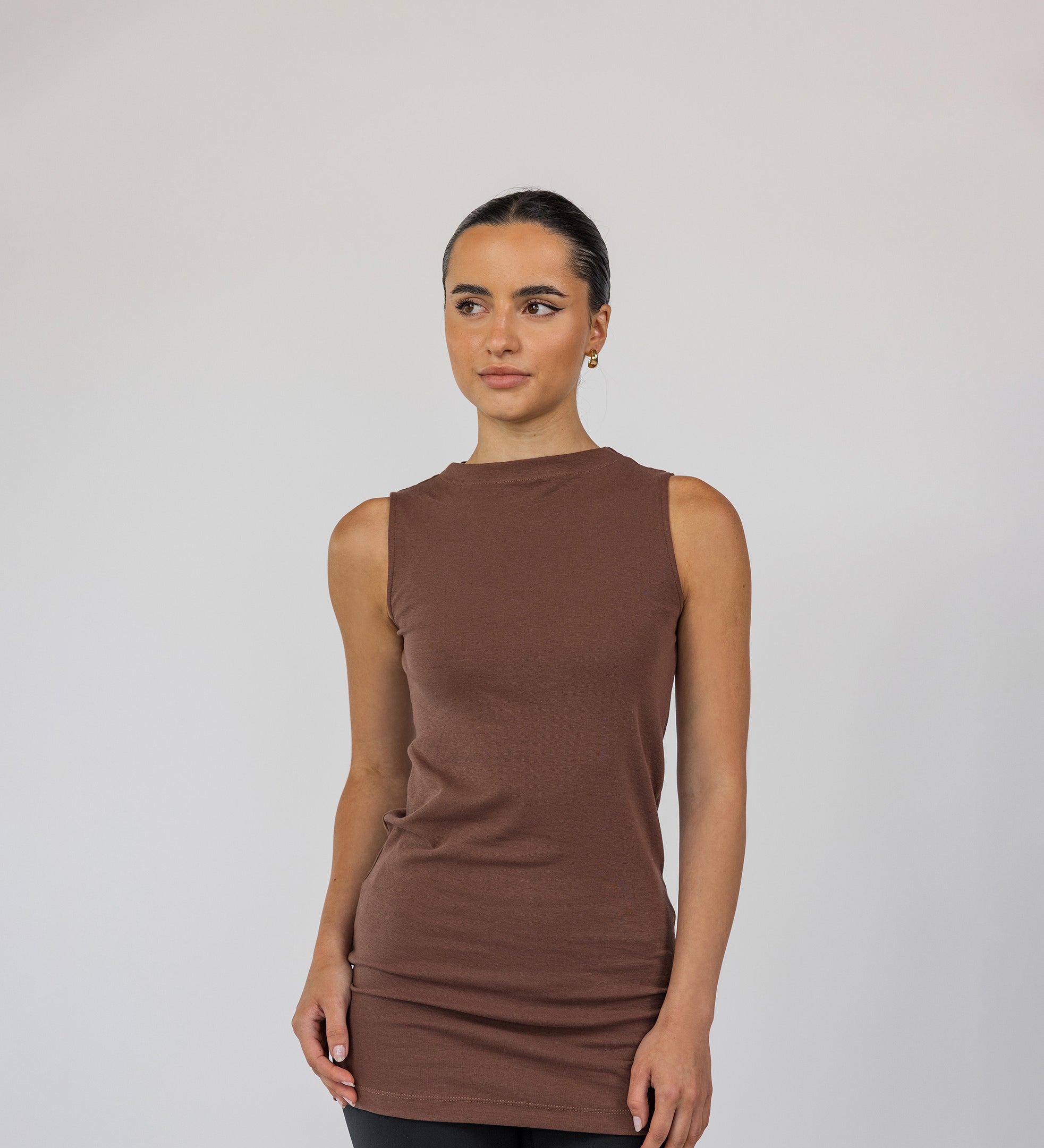 Mock Neck Tank Chestnut