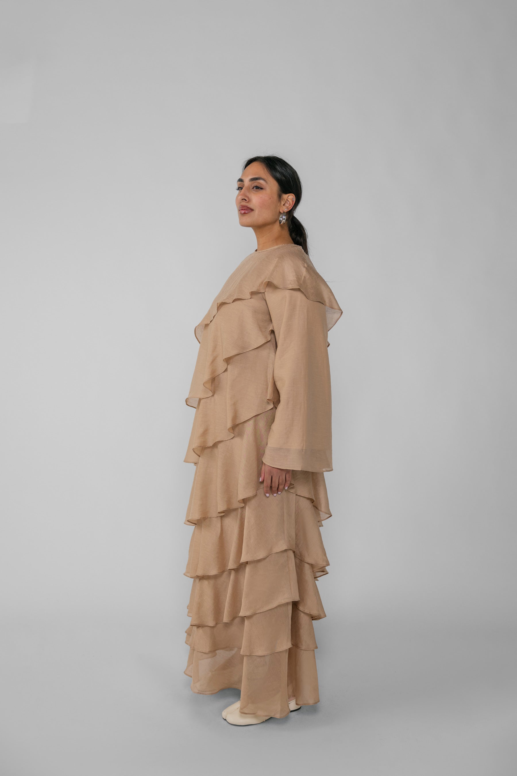 Tiered Ruffle Dress Champagne, Champagne / L Tiered Ruffle Dress Champagne, Champagne / L