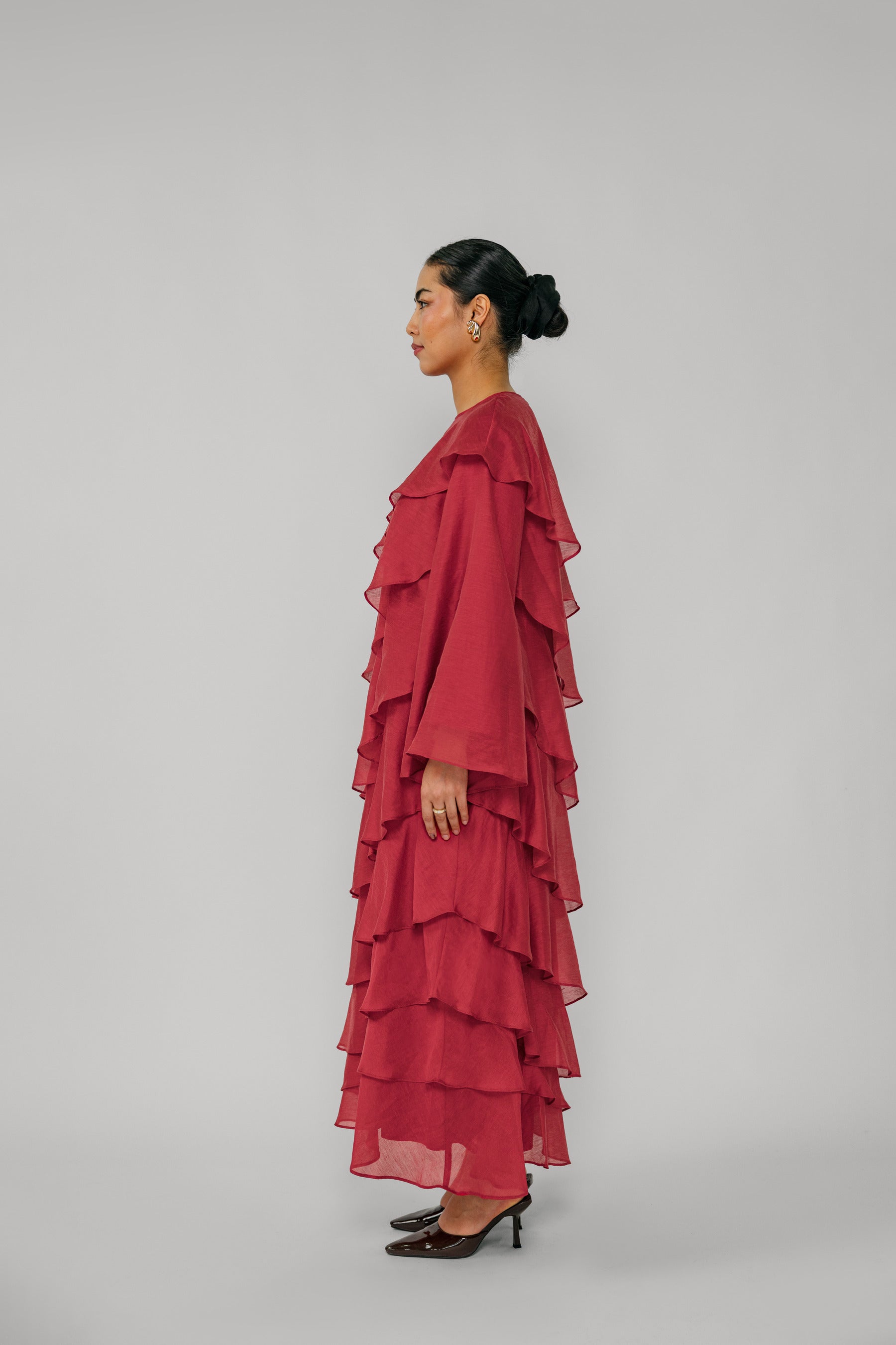 Tiered Ruffle Dress Garnet, Garnet / XL Tiered Ruffle Dress Garnet, Garnet / XL