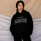 free Palestine black rhinestone hoodie