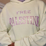 free Palestine pink rhinestone hoodie