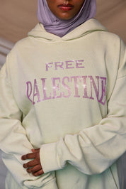 free Palestine pink rhinestone hoodie