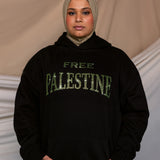 free Palestine green rhinestone hoodie