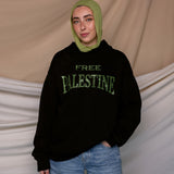 free Palestine green rhinestone hoodie