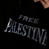 free Palestine black rhinestone hoodie