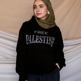 free Palestine black rhinestone hoodie