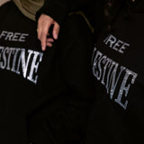 free Palestine black rhinestone hoodie