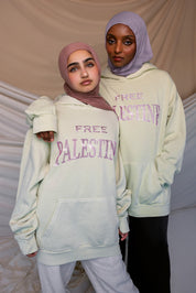 free Palestine pink rhinestone hoodie