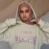 free Palestine pink rhinestone hoodie