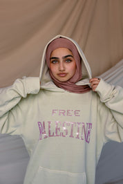 free Palestine pink rhinestone hoodie