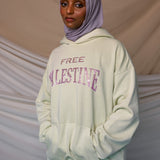 free Palestine pink rhinestone hoodie