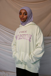 free Palestine pink rhinestone hoodie