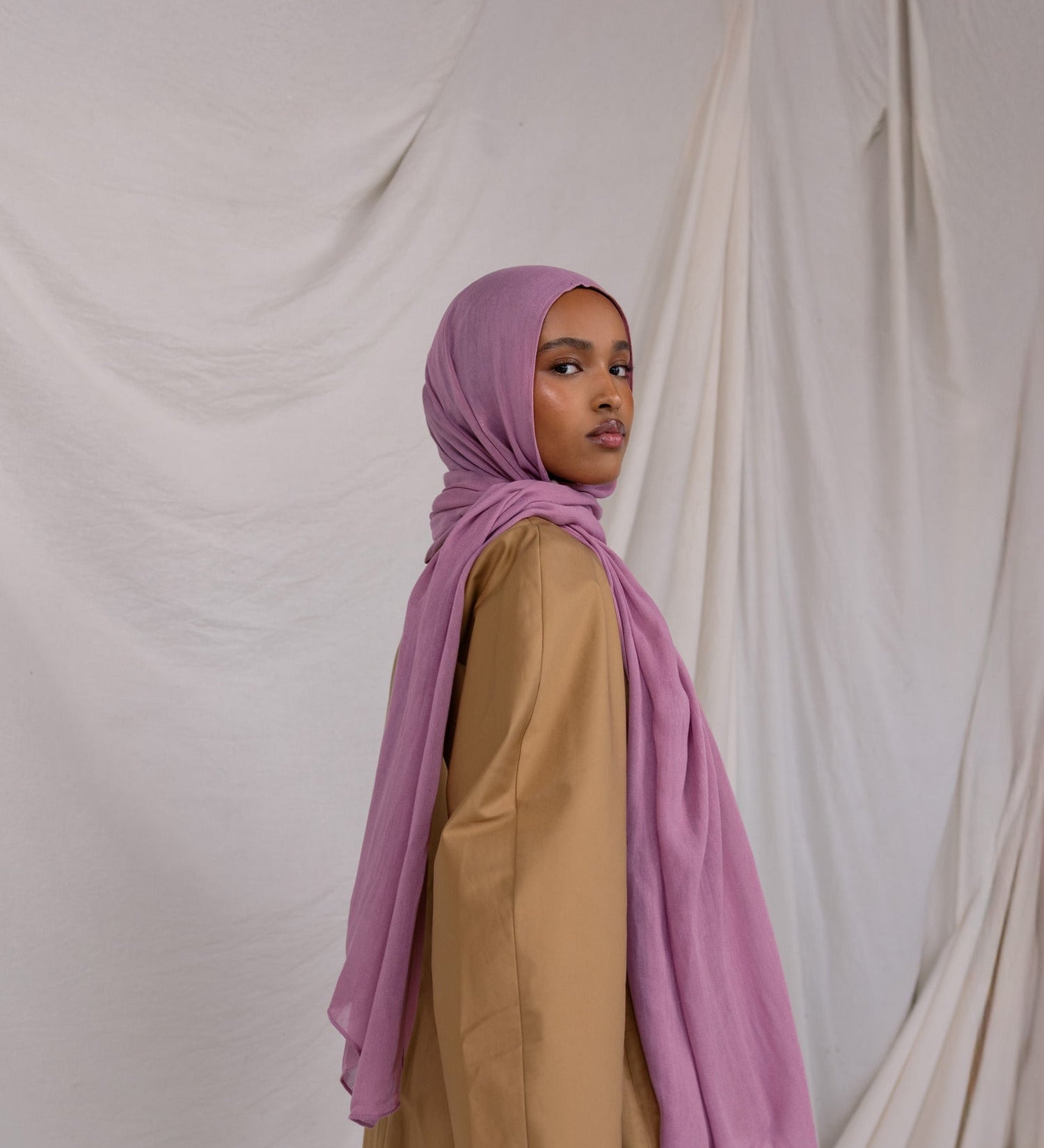 VELA Mermaid Pink hijab crafted in soft modal, inspired by ethereal elegance and oceanic beauty