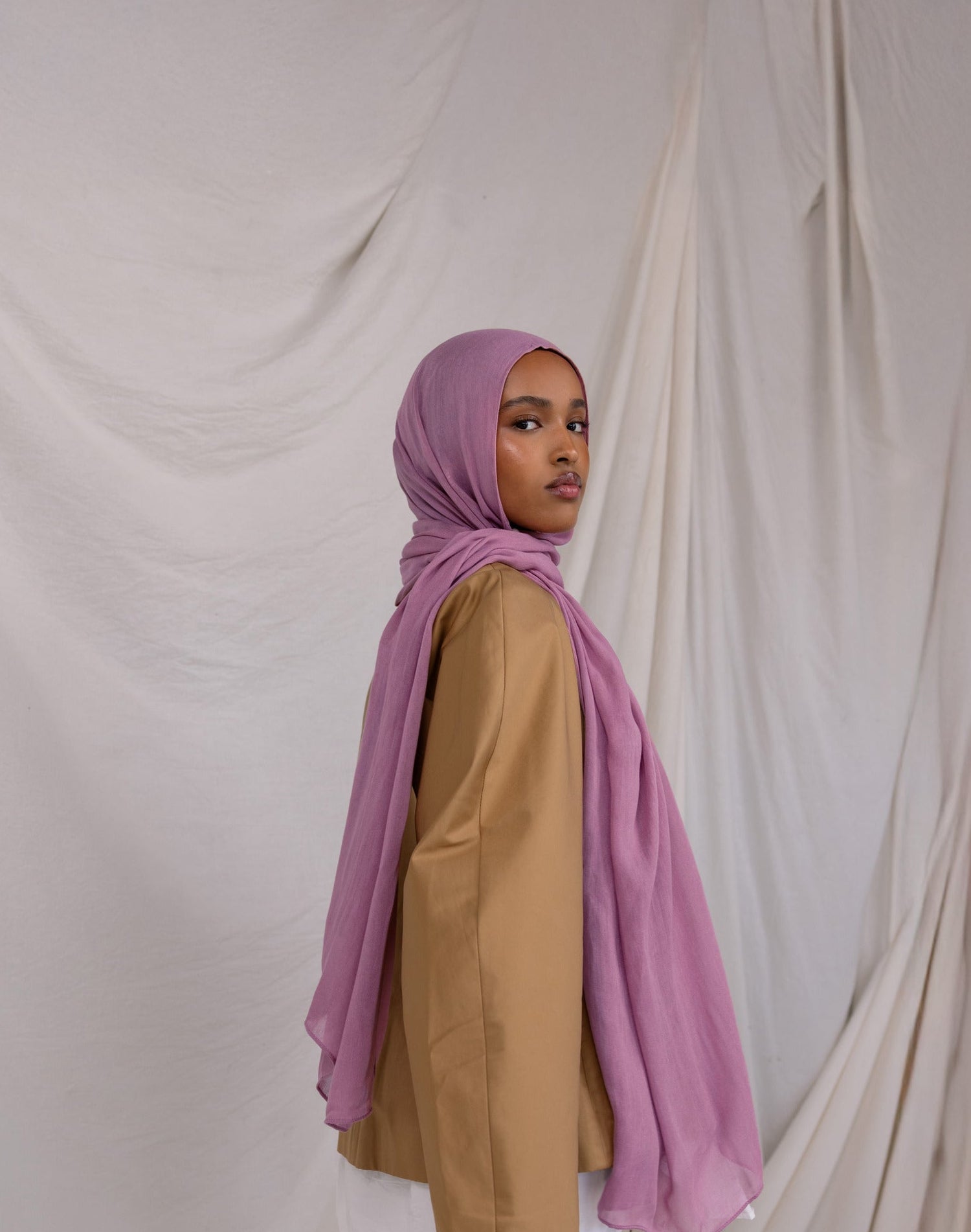 VELA Mermaid Pink hijab crafted in soft modal, inspired by ethereal elegance and oceanic beauty