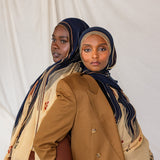 Floral patterned hijab that nods to handwoven traditions from Southern Syria.