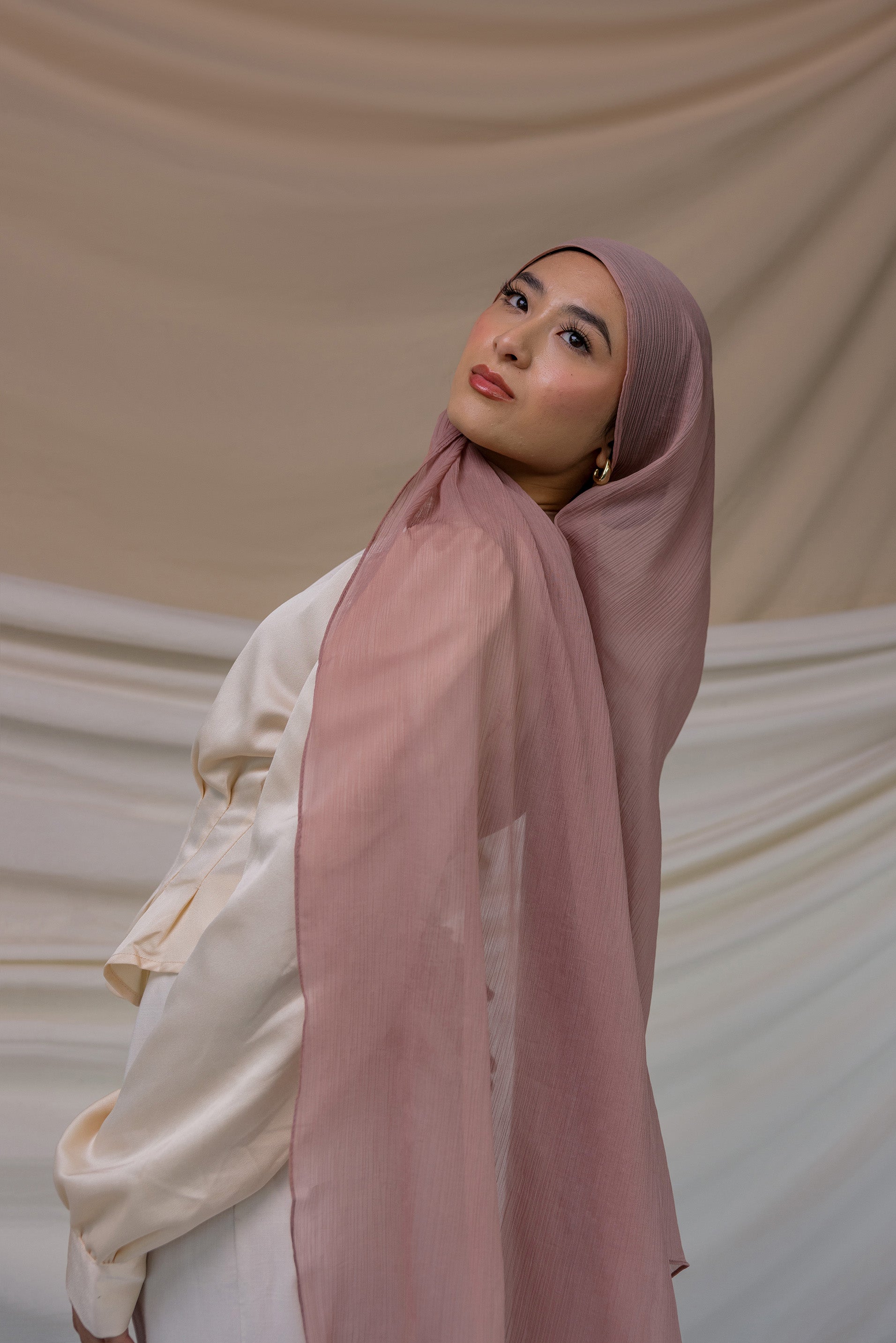 soft blush crinkle chiffon