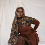 Leopard print styled on a model.