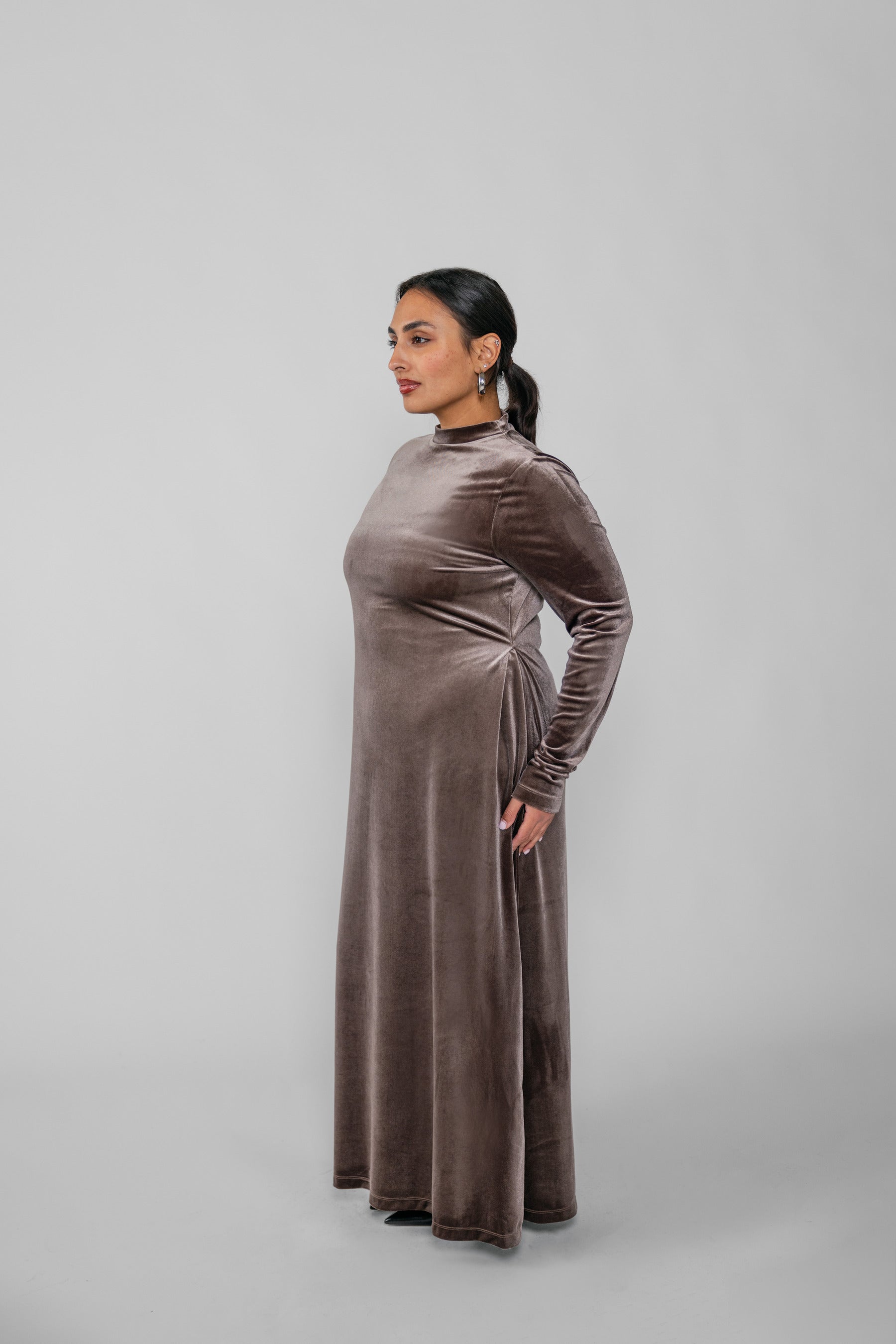 brown velvet dress Velvet Dress Mink, Mink / 3XL