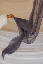 charcoal gray crinkle chiffon