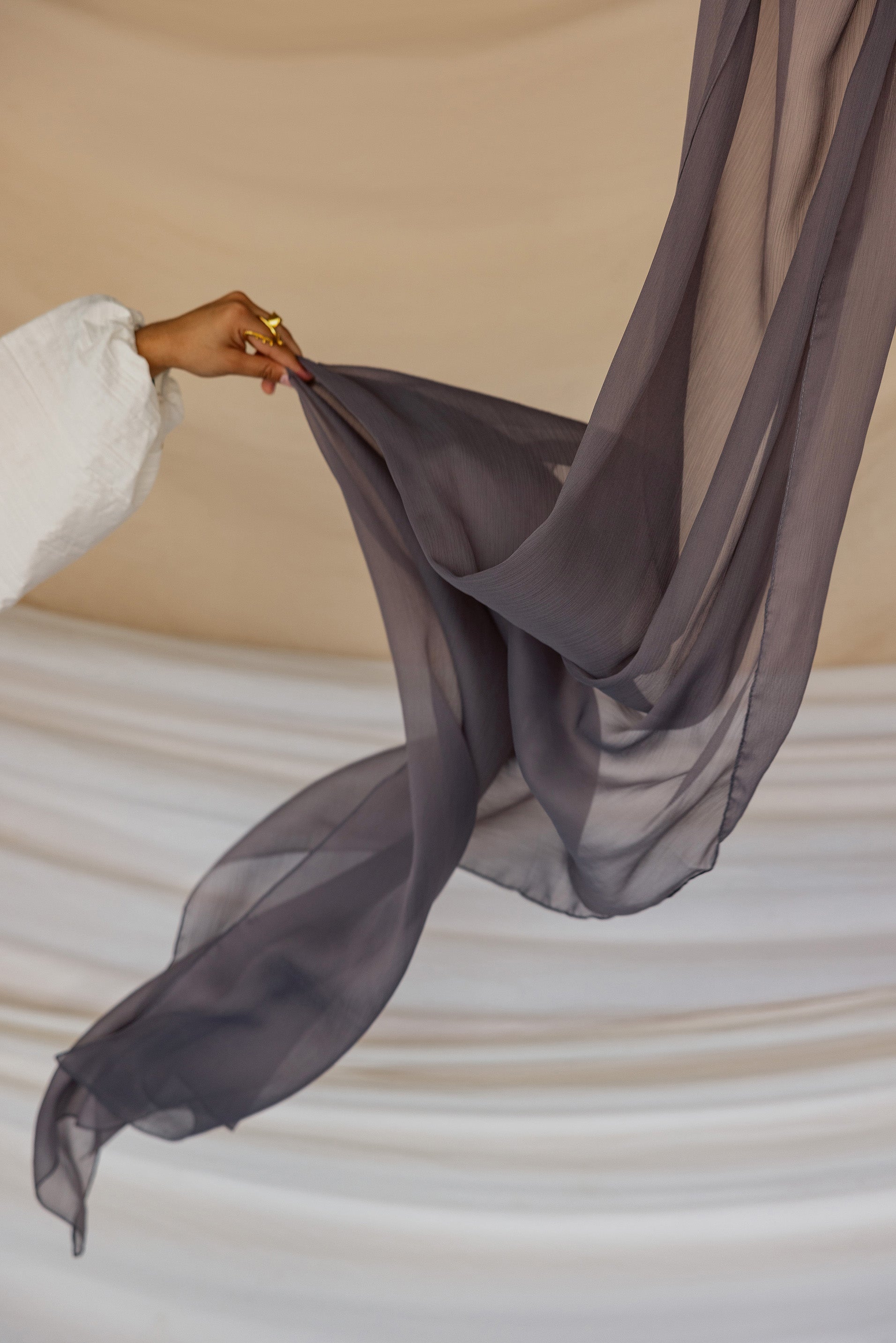 charcoal gray crinkle chiffon