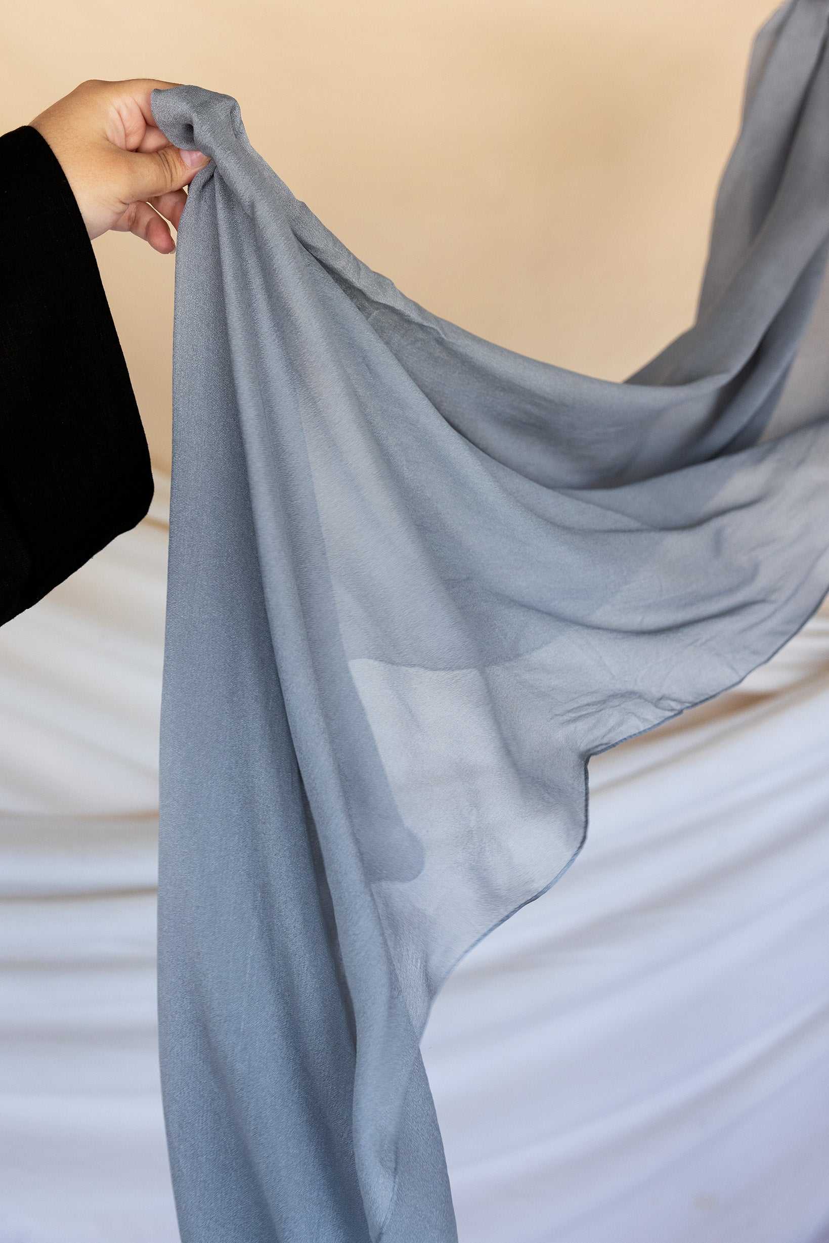 shadow grey silk chiffon