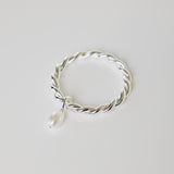 twisted pearl silver hoop