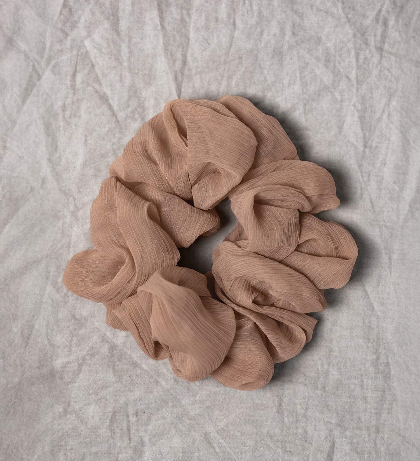 100% up-cycled crinkle chiffon scrunchie