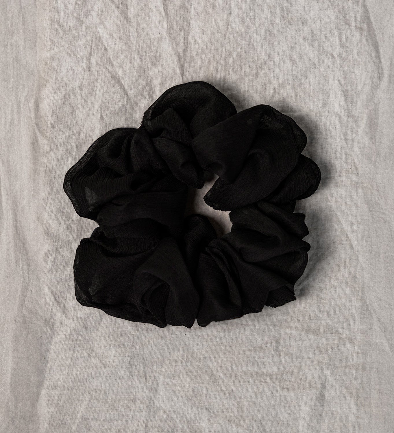 100% up-cycled crinkle chiffon scrunchie