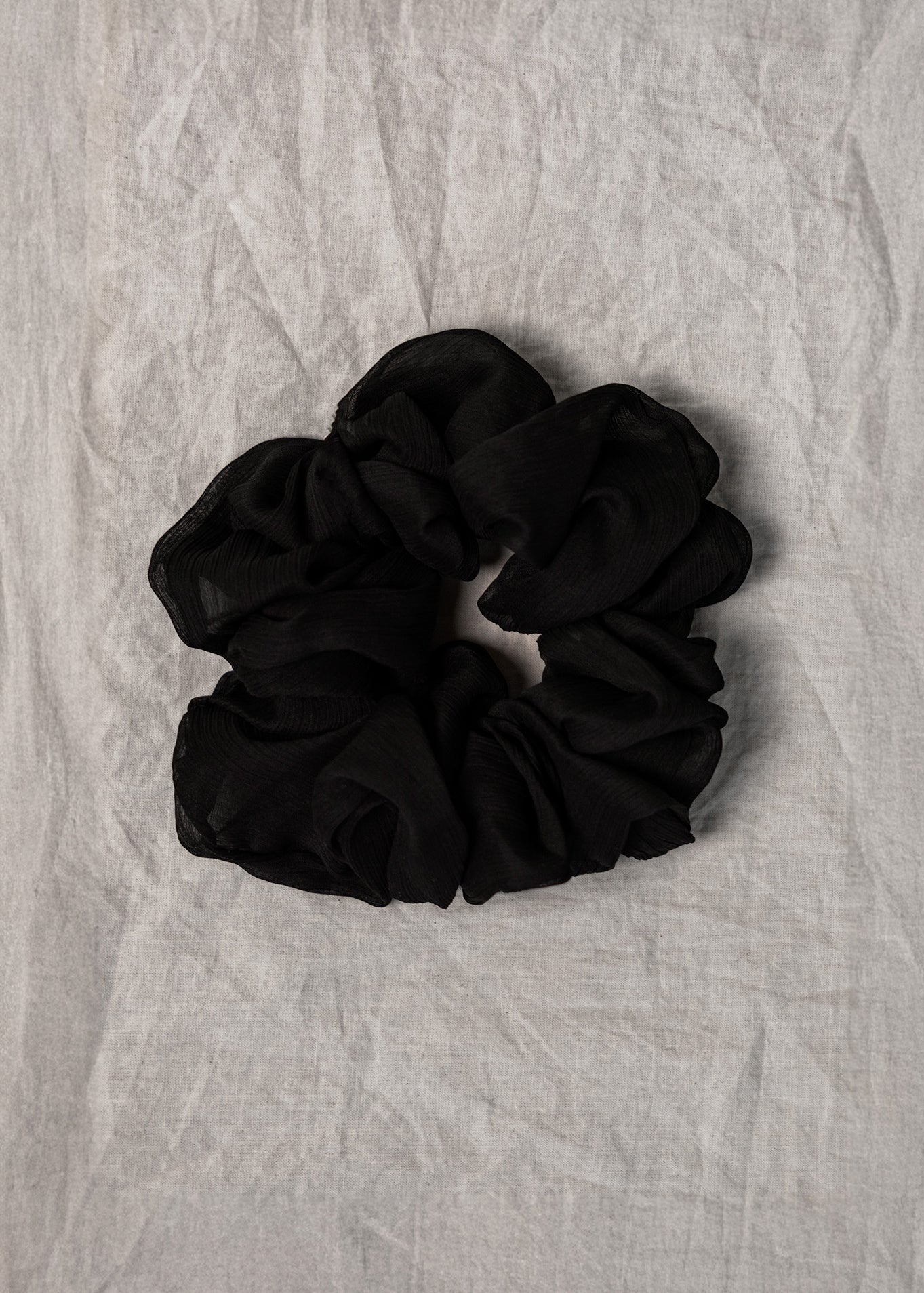 100% up-cycled crinkle chiffon scrunchie