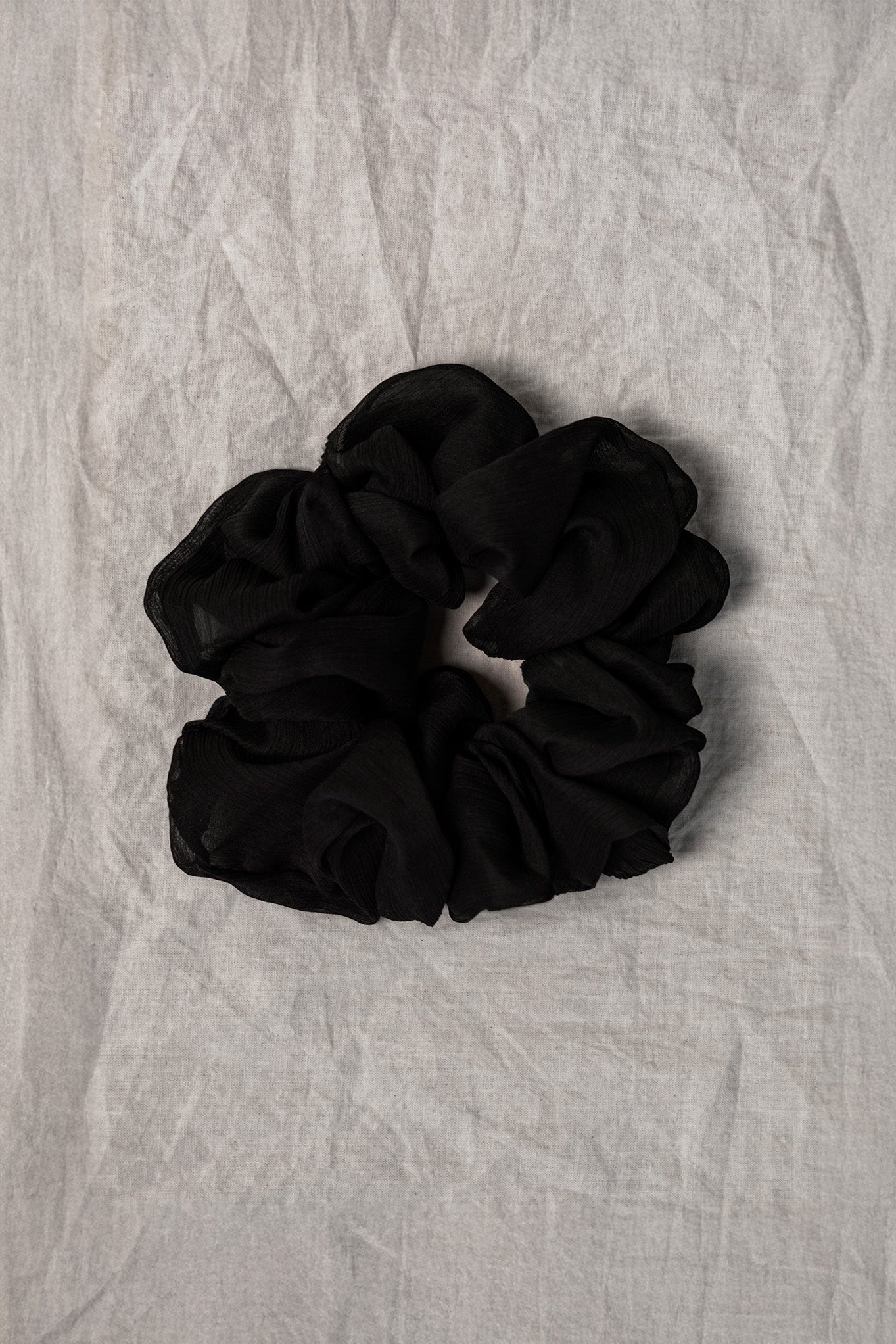 100% up-cycled crinkle chiffon scrunchie