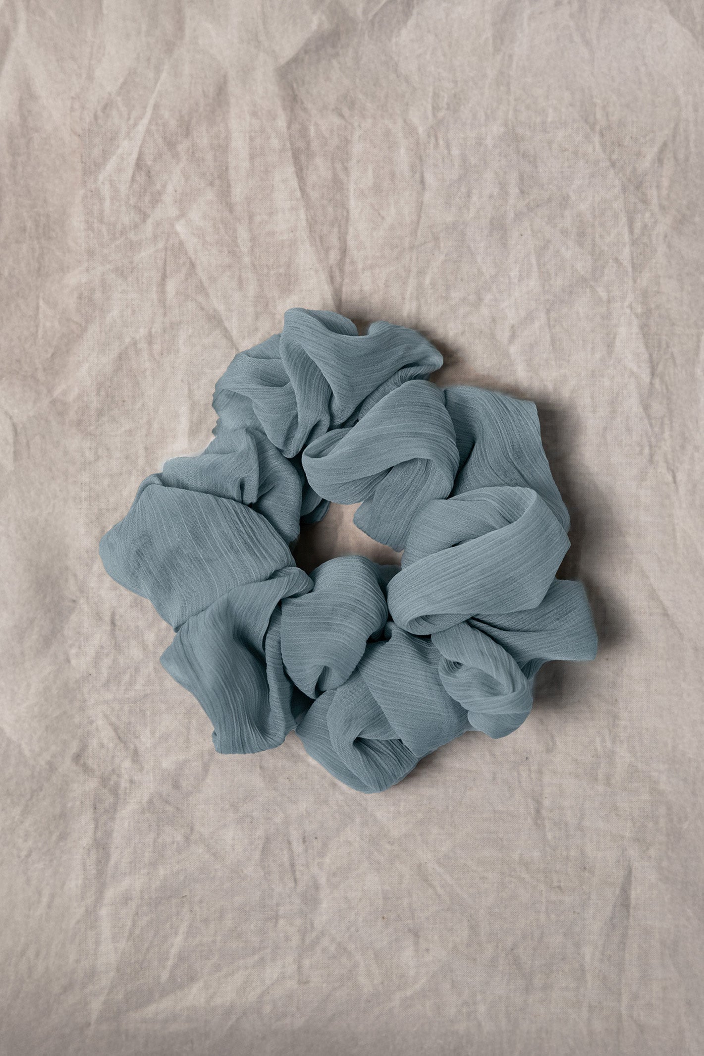 100% up-cycled crinkle chiffon scrunchie