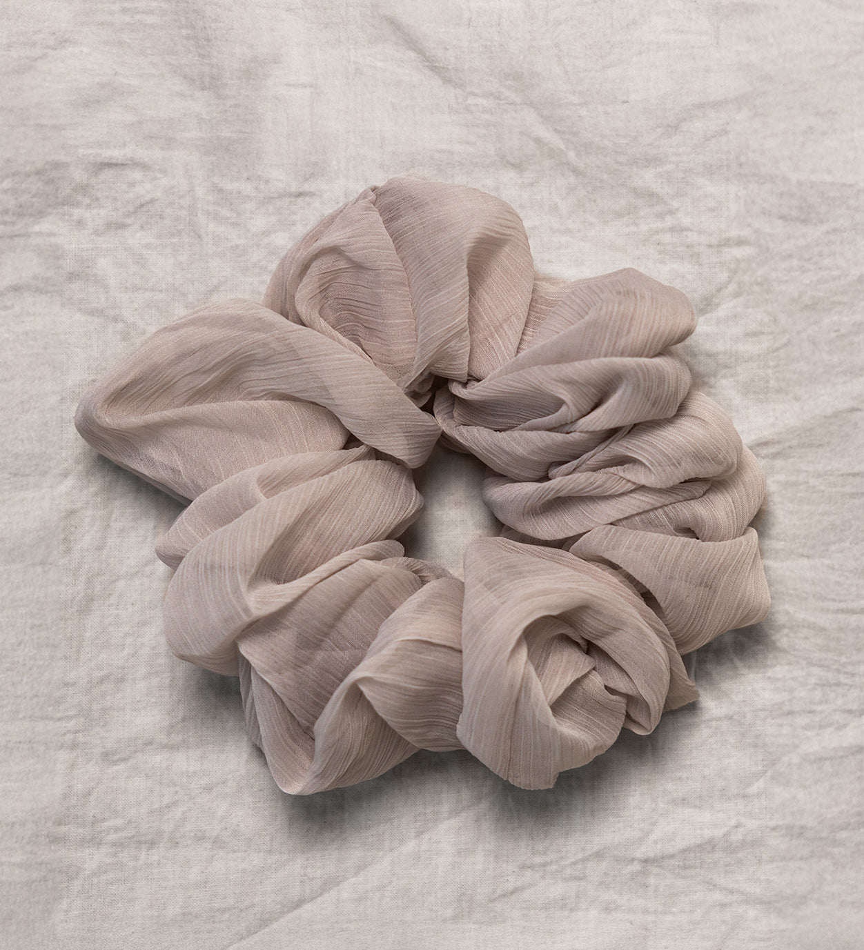 100% up-cycled crinkle chiffon scrunchie