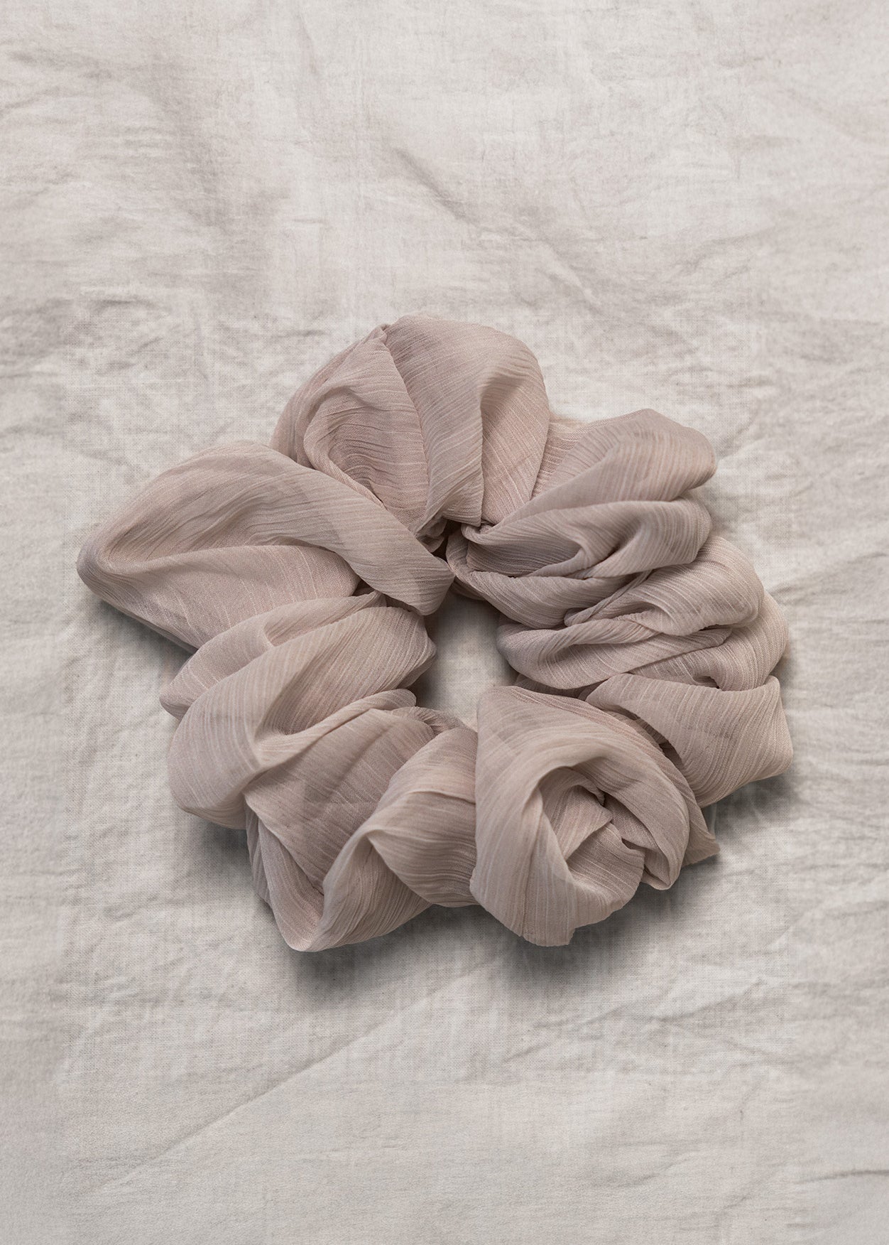 100% up-cycled crinkle chiffon scrunchie