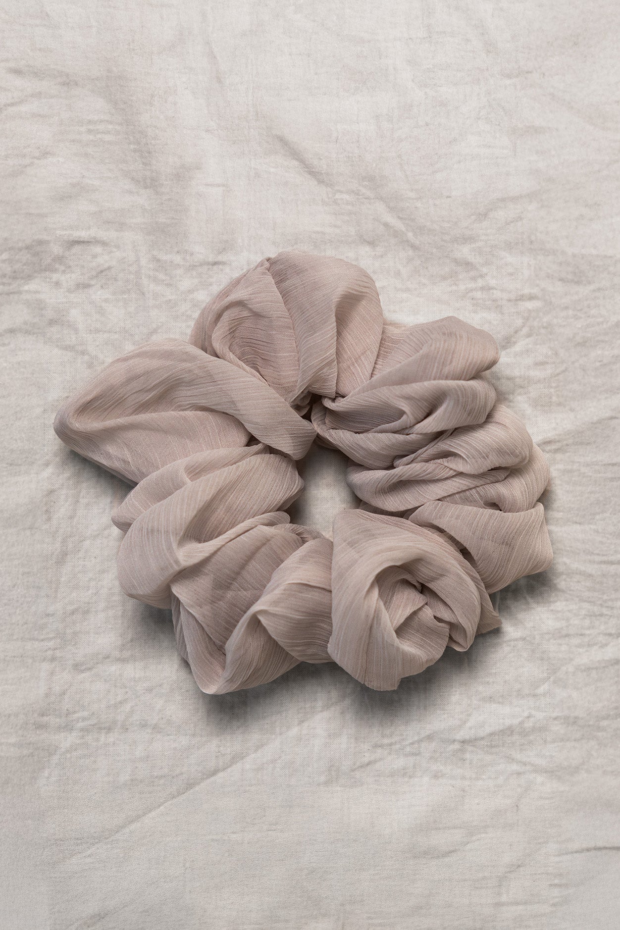 100% up-cycled crinkle chiffon scrunchie