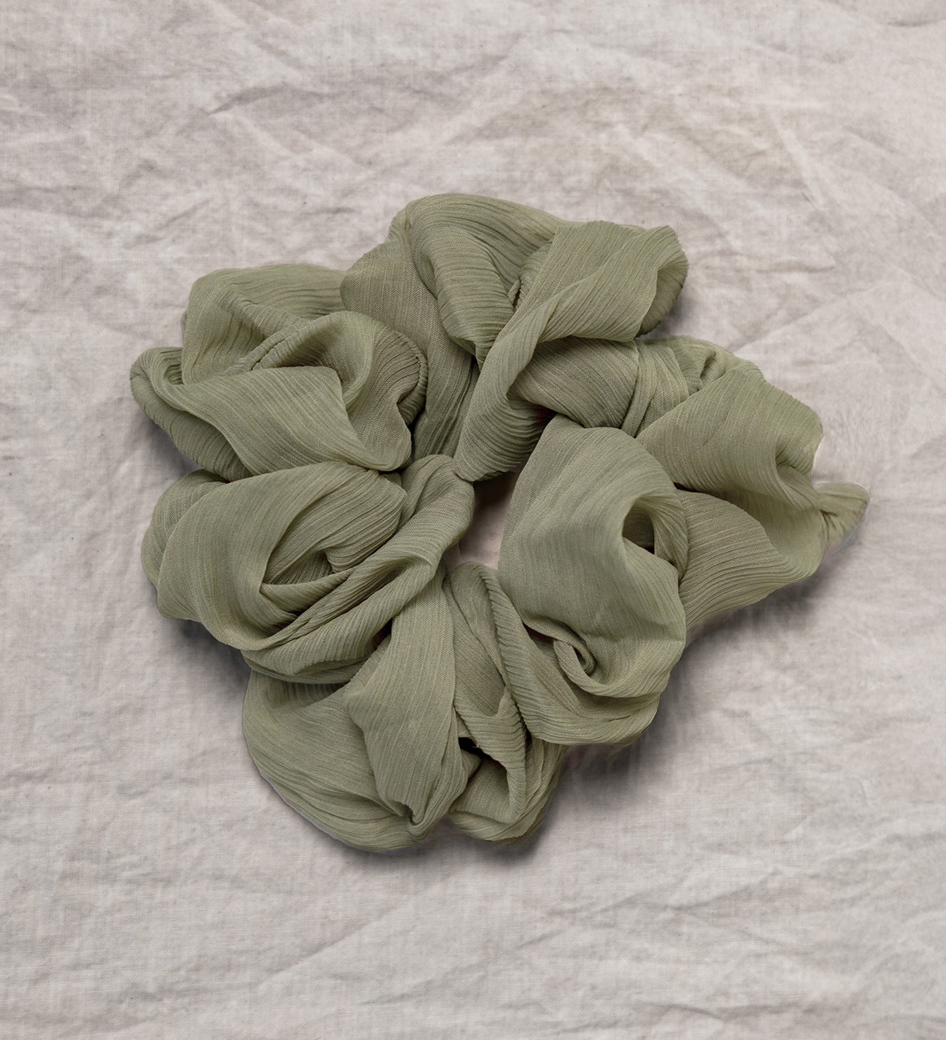 100% up-cycled crinkle chiffon scrunchie