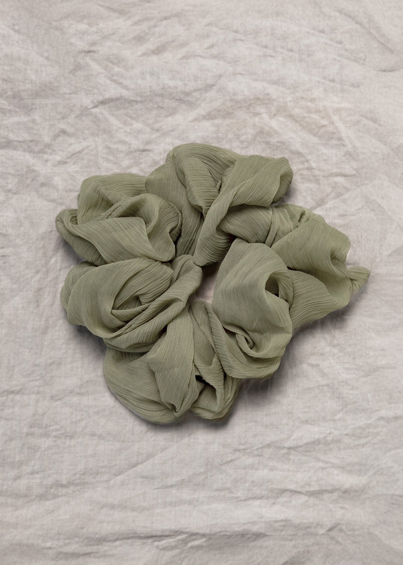 100% up-cycled crinkle chiffon scrunchie