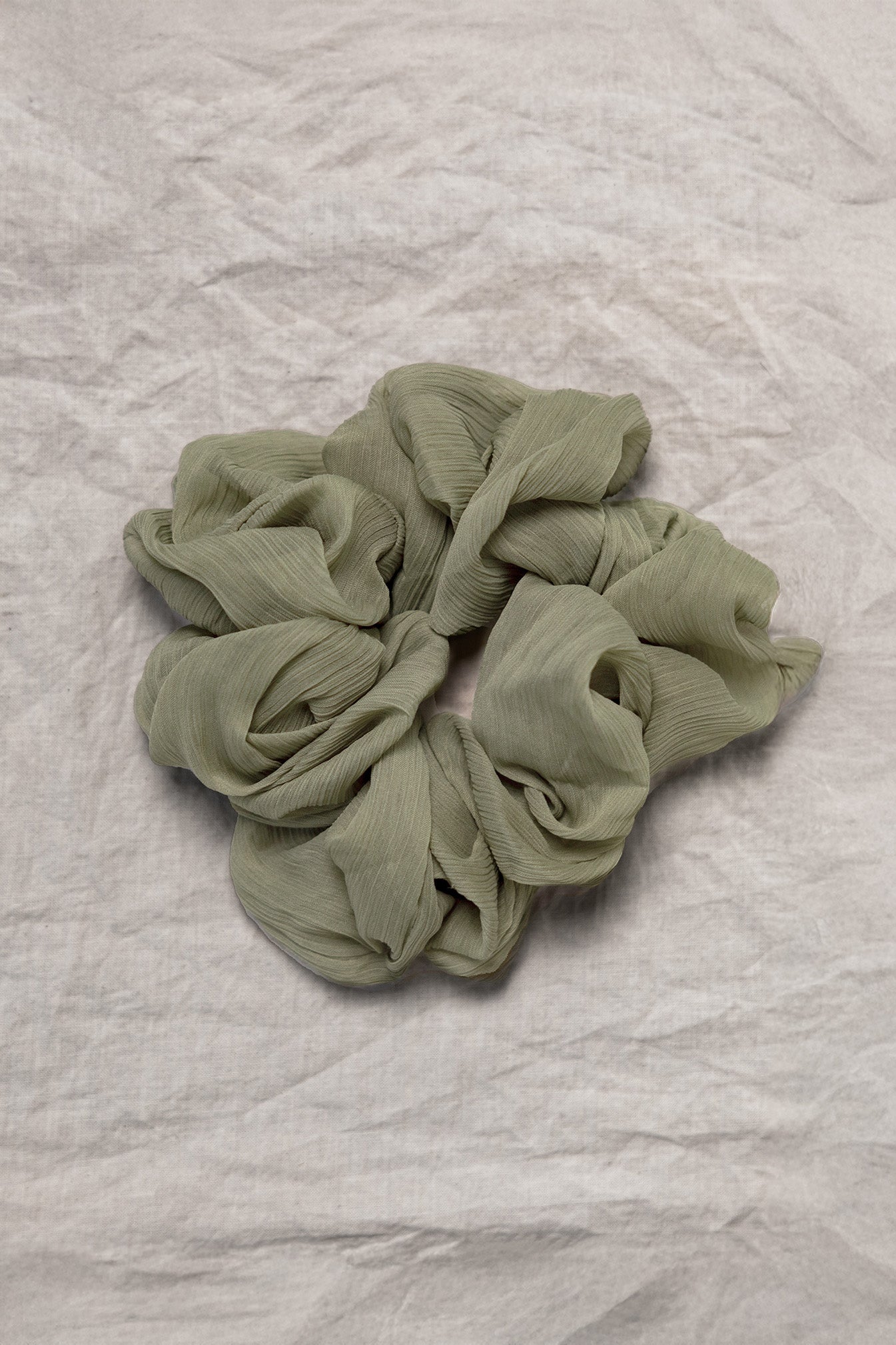 100% up-cycled crinkle chiffon scrunchie