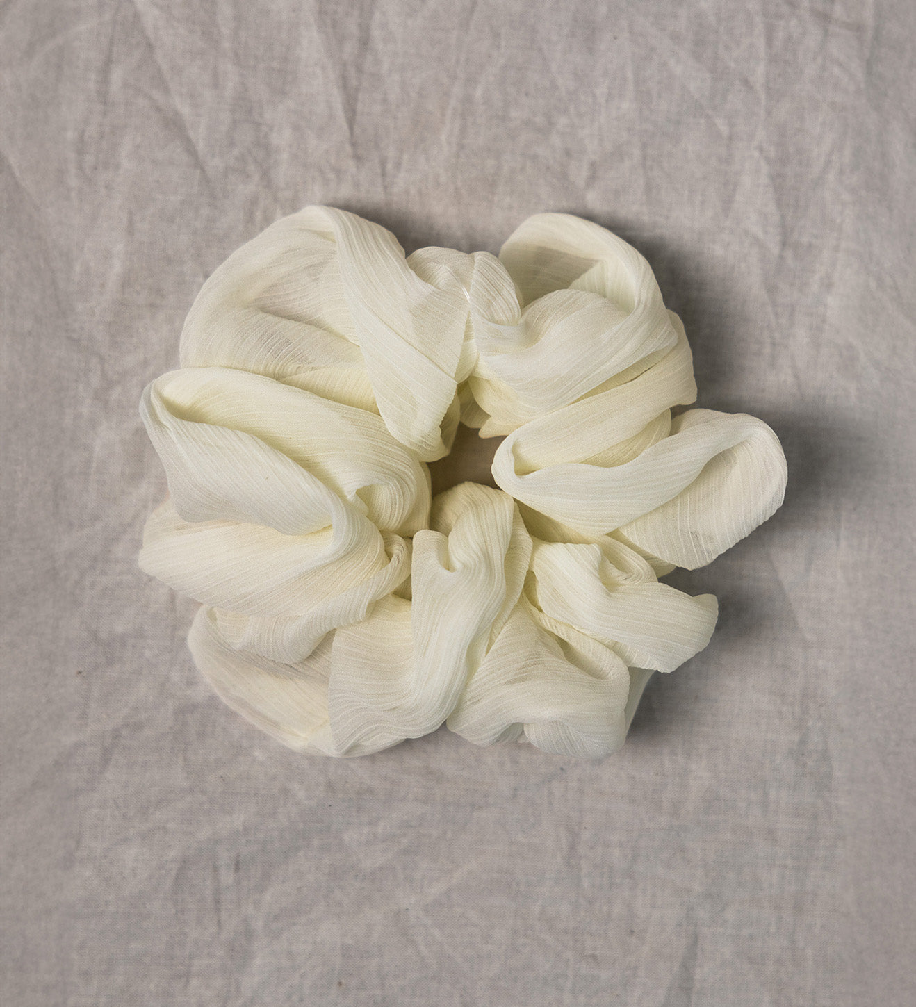 100% up-cycled crinkle chiffon scrunchie