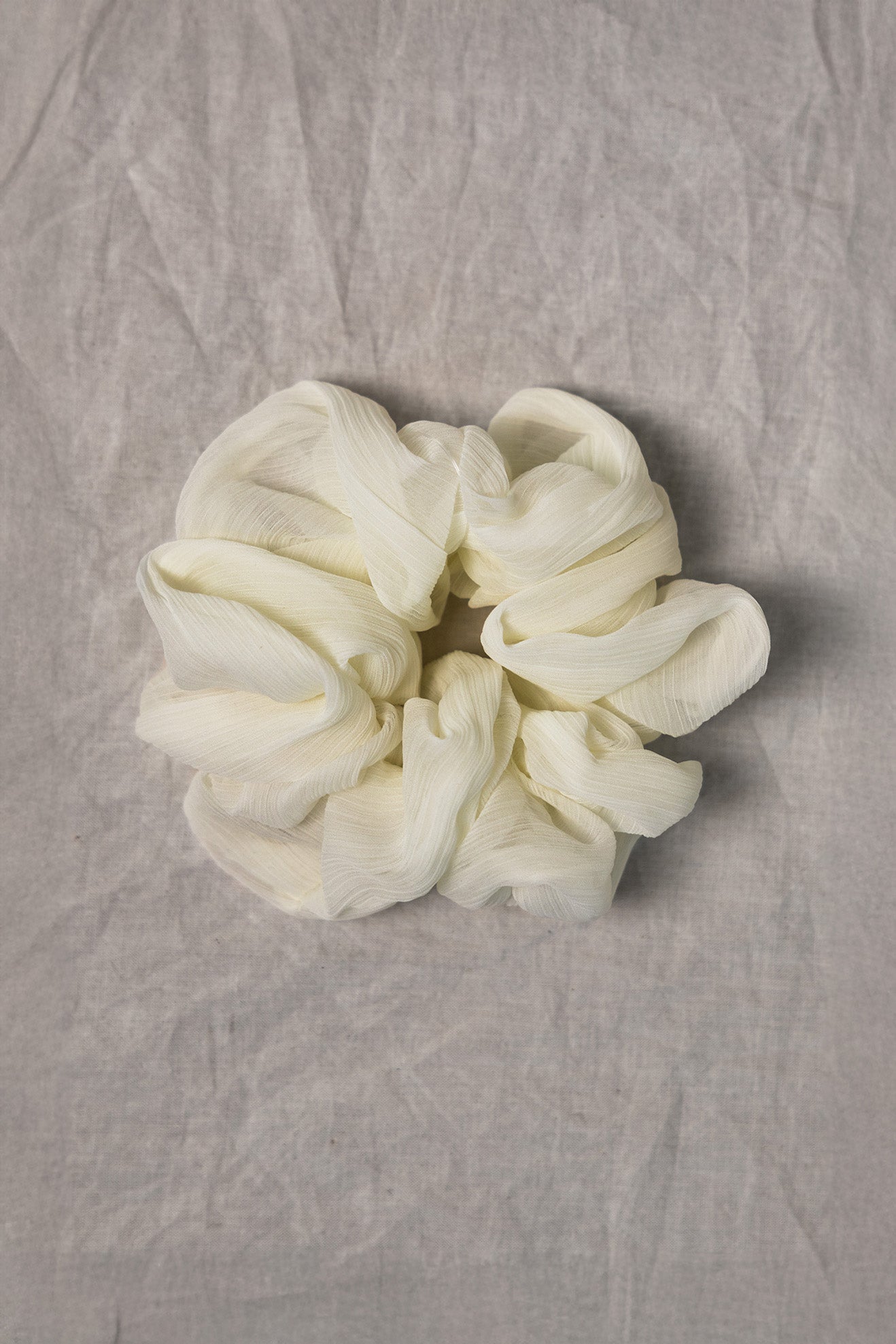 100% up-cycled crinkle chiffon scrunchie