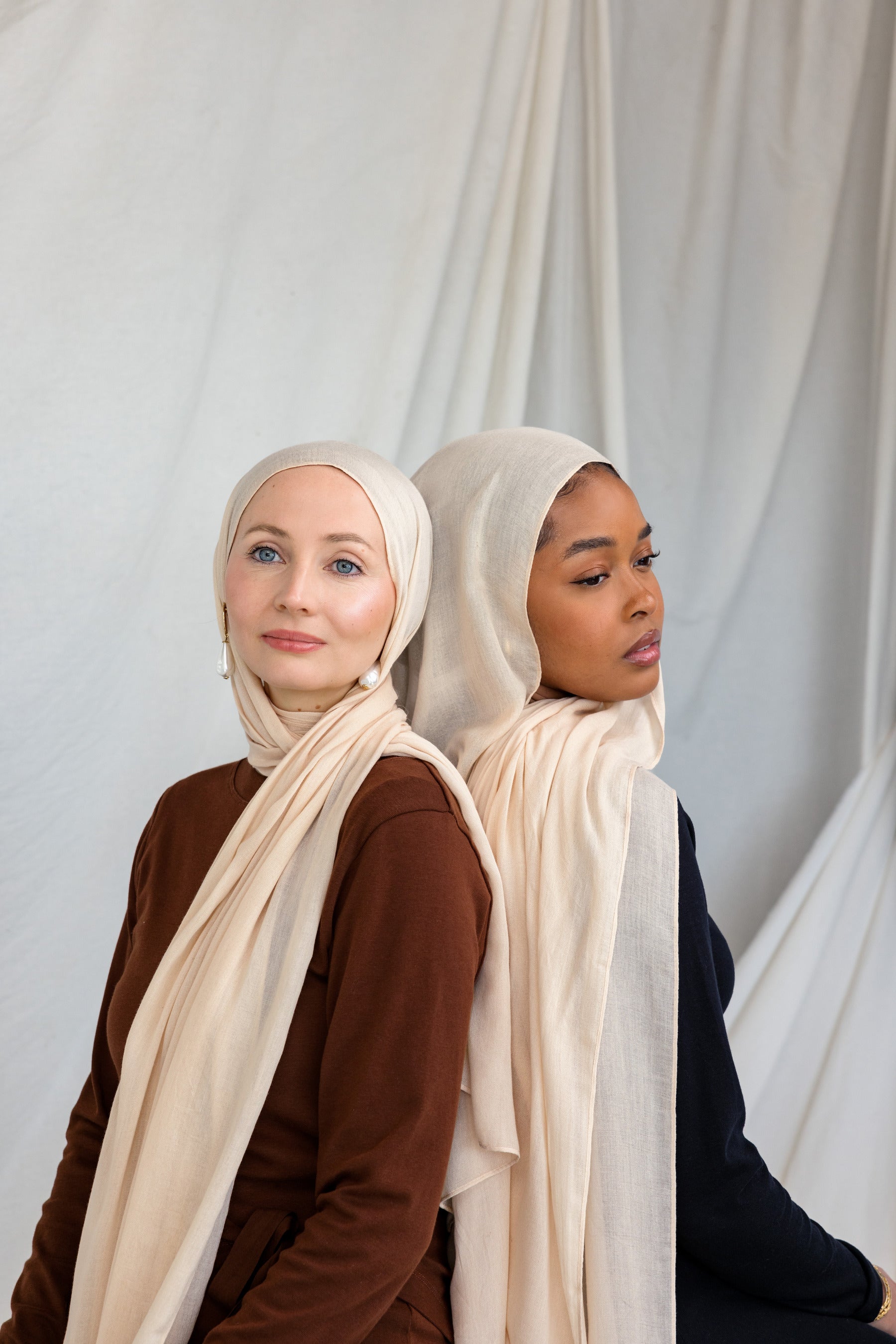 VELA‚Äôs Sand hijab blends a sun-kissed beige hue with the luxurious drape of signature modal
