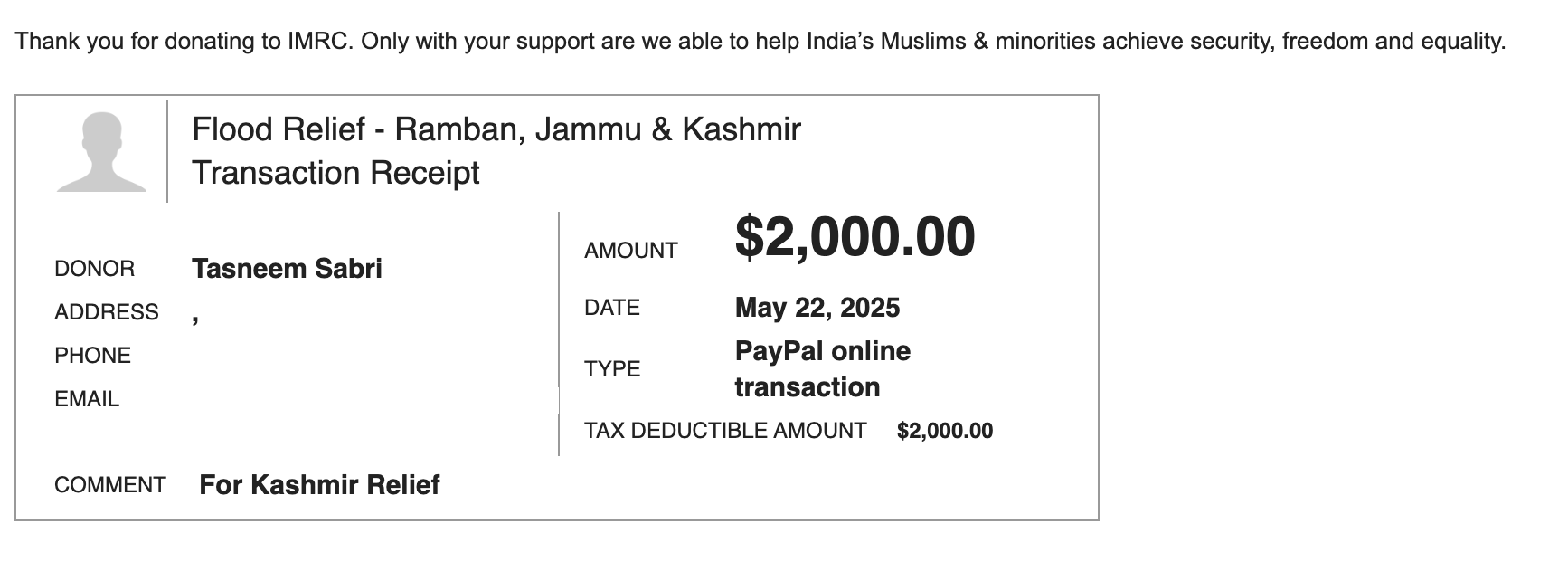 Solidarity Receipt Image