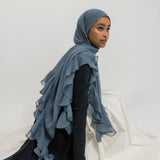 Silver Blue Cascading Ruffle