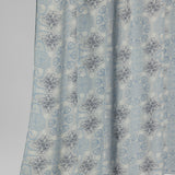 Light blue floral patterned fabric on a plain background