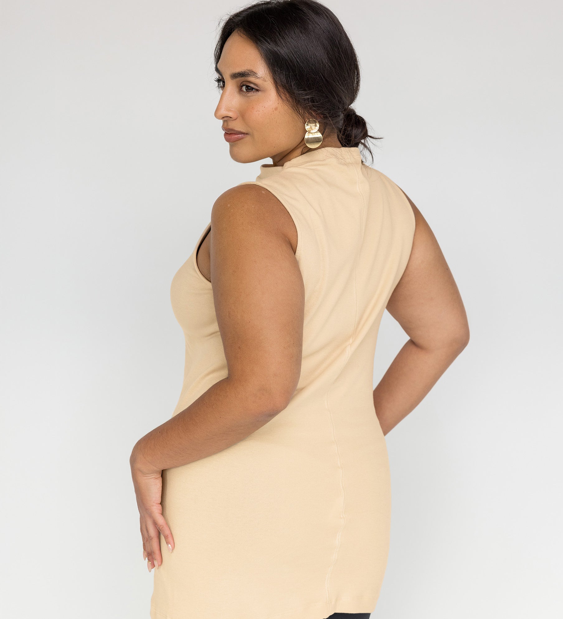 Mock Neck Tank Sand