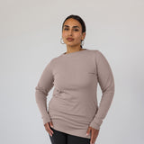 Mock Neck Top Taupe