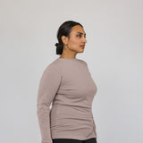 Mock Neck Top Taupe