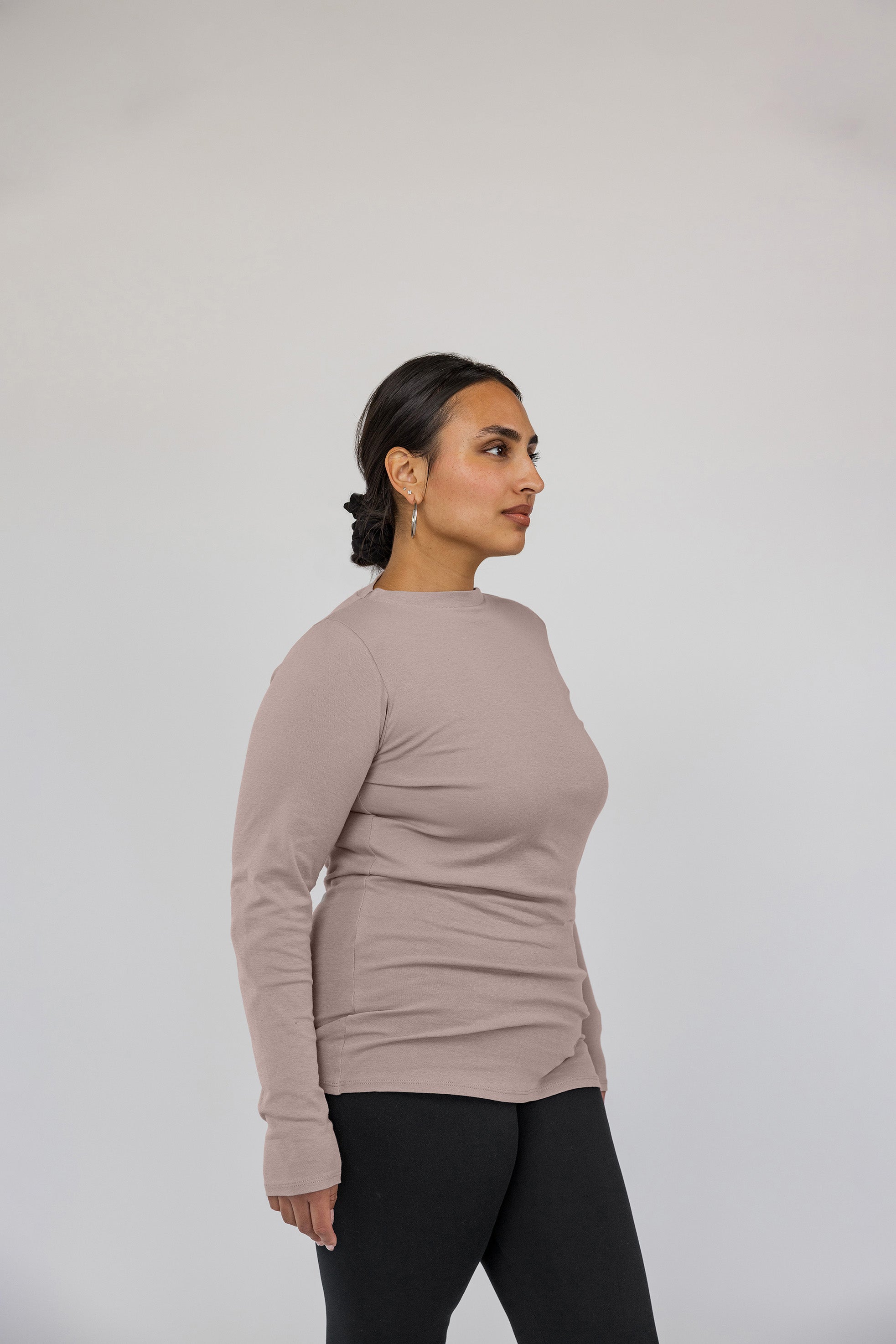 Mock Neck Top Taupe - Image 4