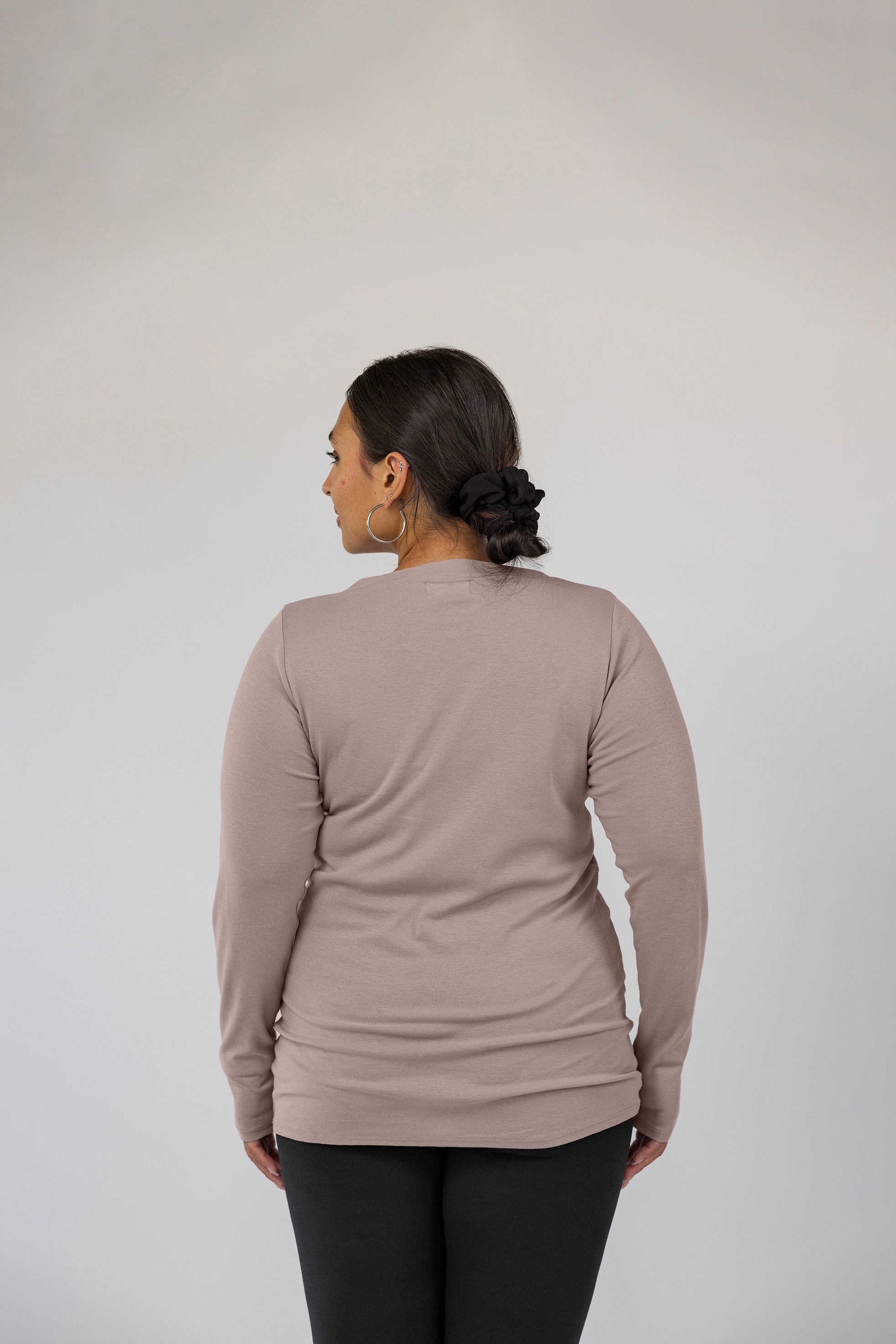 Mock Neck Top Taupe - Image 5